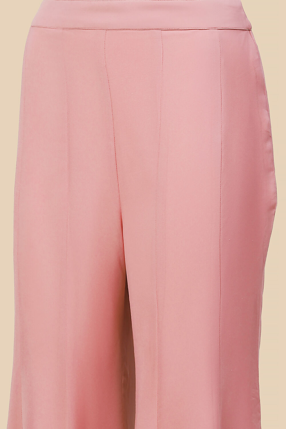 Baby Pink Poly Georgette Zari Embroidered Flared Suit Set image number 2