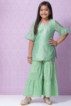 Green Art Silk Straight Kurta Set image number 0