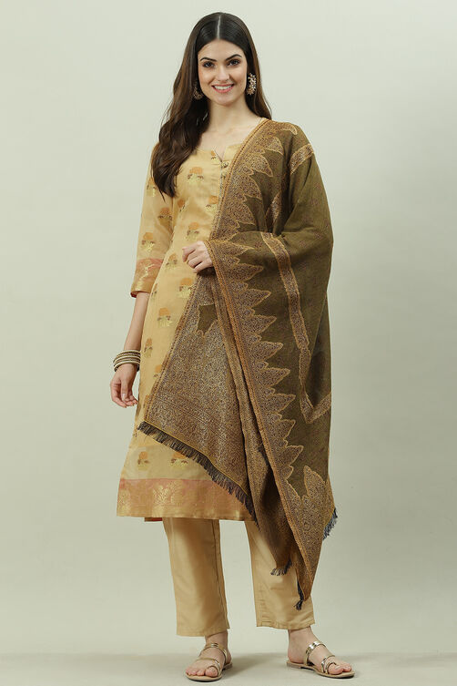 Ochre Acrylic Yarndyed Dupatta image number 0