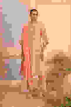 Pink Silk Embroidered Straight Suit Set image number 2