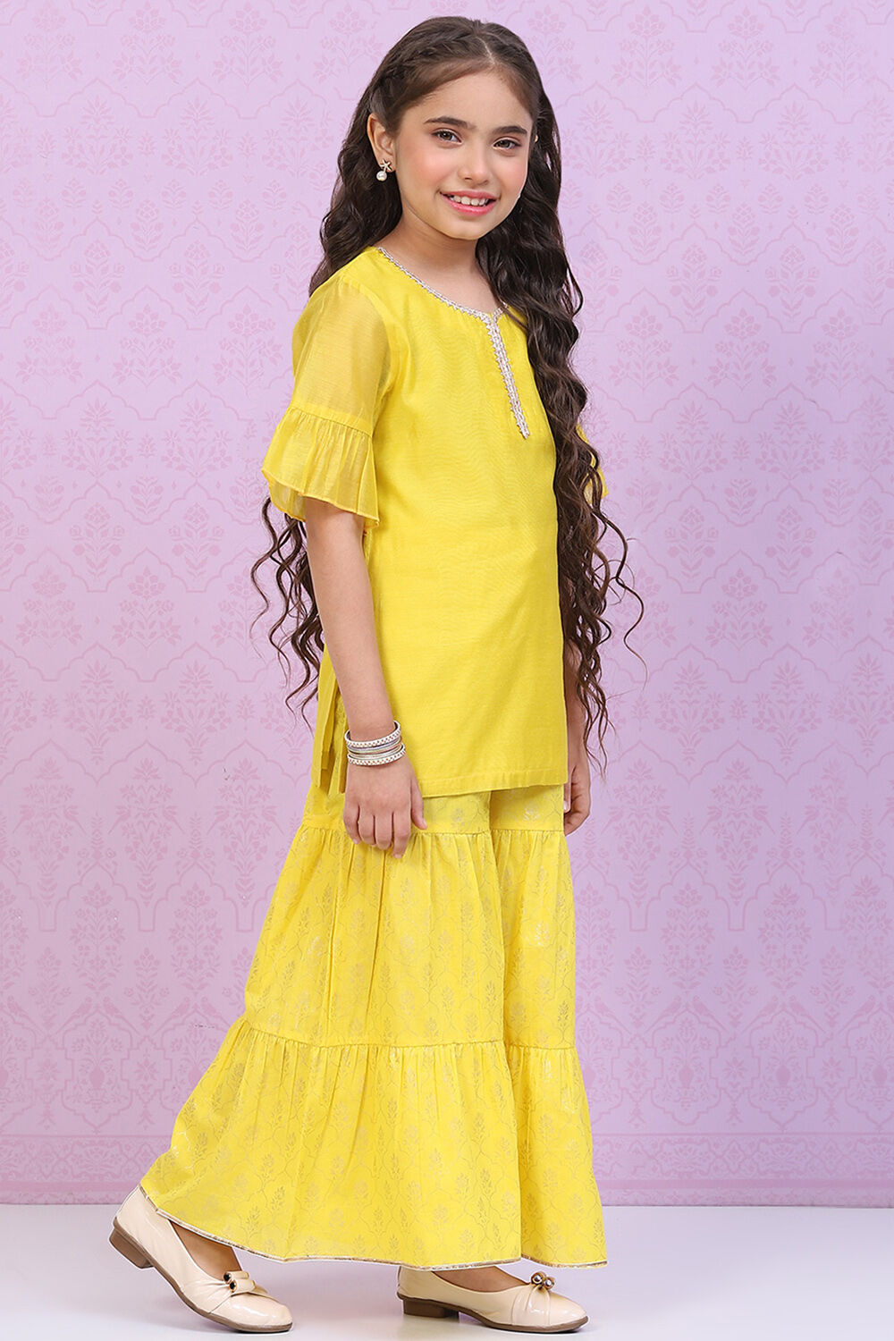 Yellow Art Silk Straight Kurta Set image number 5