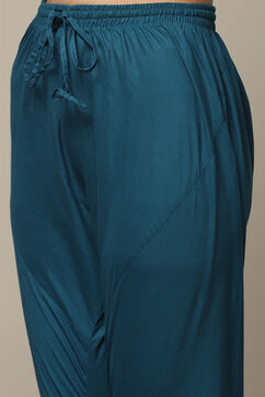 Teal Cotton Anarkali Kurta Churidar Suit Set image number 3