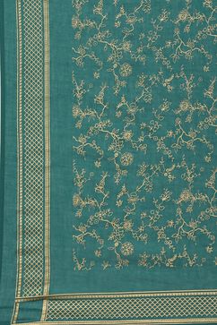 Teal Green Printed Cotton Straight Suit Set image number 3