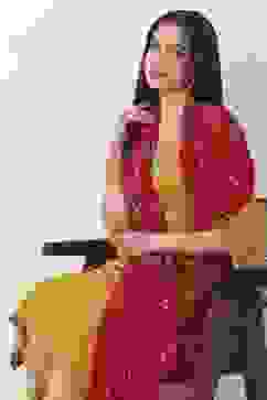 Maroon White Mul Chanderi Dupatta image number 1