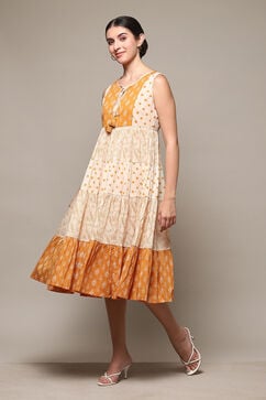 Orange Cotton Tiered Dress image number 2