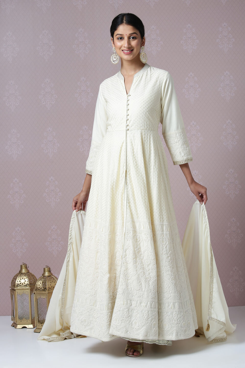 Biba white anarkali suit online