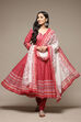 Red Cotton Anarkali Kurta Churidar Suit Set image number 0