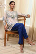 Off-White and Pink Modal Blend Straight Short Kurta image number 0