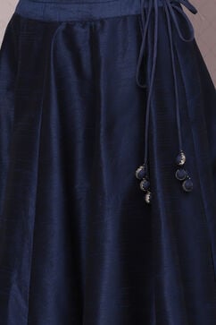 Navy Flared Art Silk Skirts image number 1