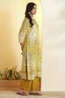 Lime Cotton Straight Kurta image number 3