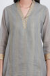 Light Green Poly Cotton Flared Yarndyed Kurta image number 1