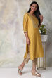 Mustard Cotton Silk Straight Yarndyed Kurta image number 3