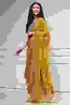 Mustard Yellow Solid A-Line Suit Set image number 3