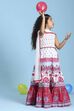 White Cotton Printed Regular Lehenga Set image number 6