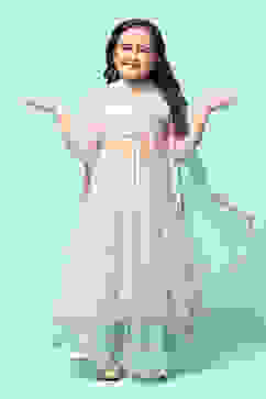 Light Pink Nylon Kalidar Kurta Lehenga Set image number 0