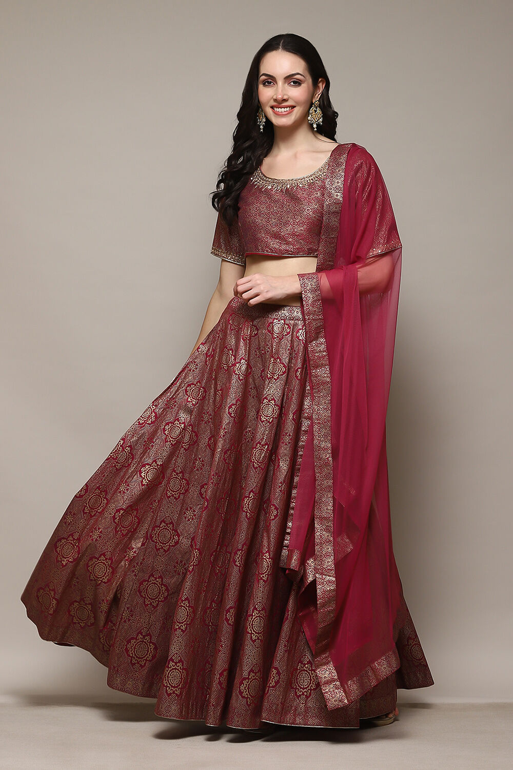 Buy Meganta Poly Dupion Straight Kurta Lehenga Set Blouse