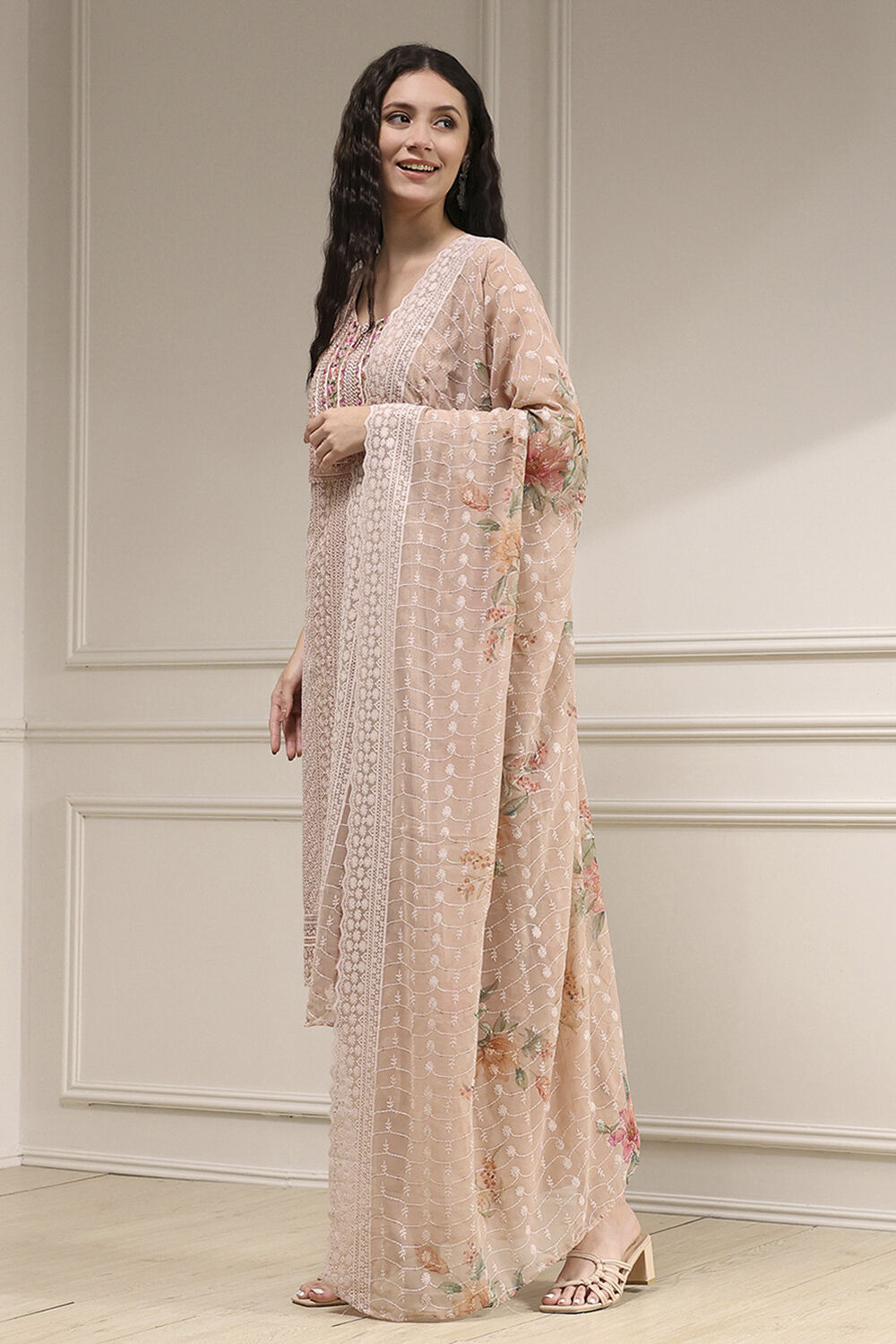 Pch Cotton Schiffly Unstitched Suit Set image number 4