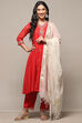 Red Polyester Kalidar Suit Set image number 7