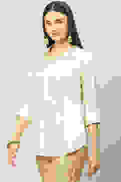 Beige Art Silk Straight Printed Shirt image number 2