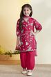 Pink Floral Printed Straight Cotton Kurta Set image number 6