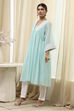 Aqua Embroidered Gathered Kurta image number 2