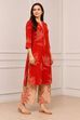 Red Viscose Rayon Printed Straight Suit Set image number 4