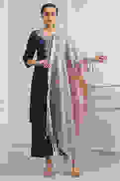 Beige Cotton Solid Dupatta image number 1