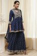 Ivory Georgette Embroidered Peplum Suit Set image number 6