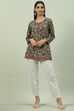 Grey Art Silk Straight Printed Kurti image number 5