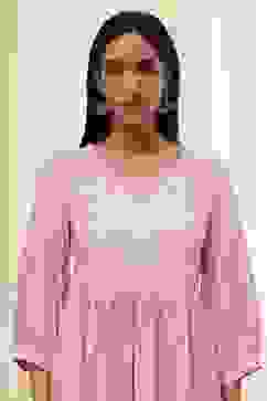 Pink Solid Flared Short Kurta image number 1