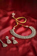Silver Toned Gold Plated Alloy Studded Necklace Set