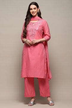 Blush Pink Polyester Straight Suit Set image number 7
