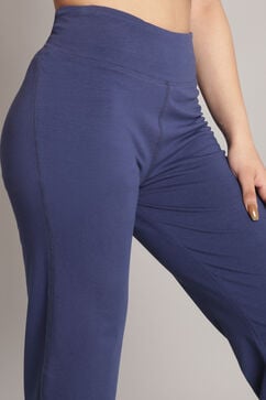 Navy Knitted Cotton Blend Yoga Pants image number 1