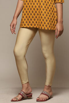 Dull Gold Spandex Solid Leggings image number 2