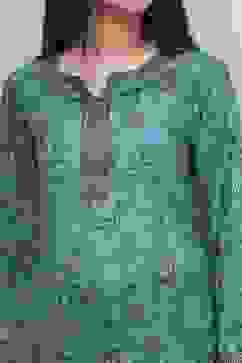 Turquoise Printed Straight Short Kurta image number 1