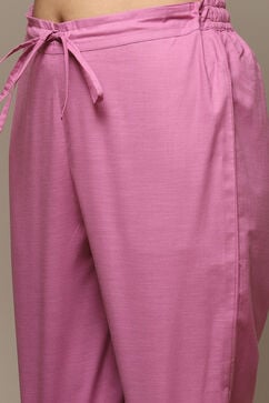 Pink Cotton Straight Kurta Pants Suit Set image number 2