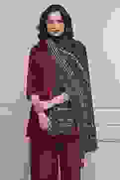 Navy Polyester Printed Dupatta image number 0