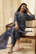 Indigo Pure Cotton Straight Suit Set image number 0