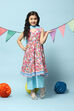 Blue Cotton Tiered Kurta Straight Palazzo Suit Set image number 0