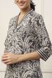 Grey & White Cotton Floral Printed Straight Kurta image number 1