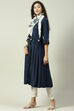 Ecru LIVA A-Line Fusion Printed Dress image number 3
