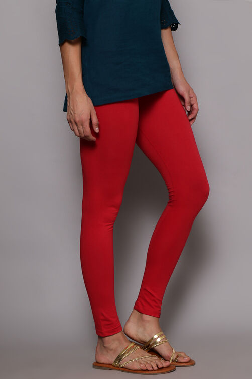 Buy Red Cotton Blend Solid Anklets (Leggings) for INR349.50