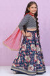 Navy Blue Art Silk Lehenga Set image number 6