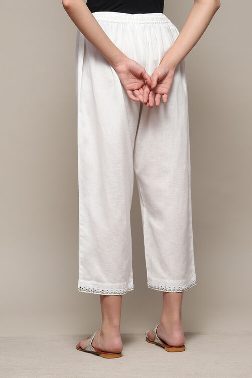 White LIVA Solid Pants image number 4