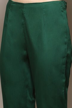 Green & Red Poly Viscose Straight Kurta Slim Pant Suit Set image number 2