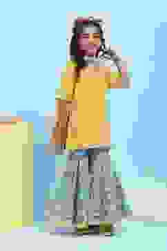 Yellow Cotton Printed Straight Suit Set image number 5