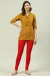 Red Cotton Blend Solid Churidar image number 5