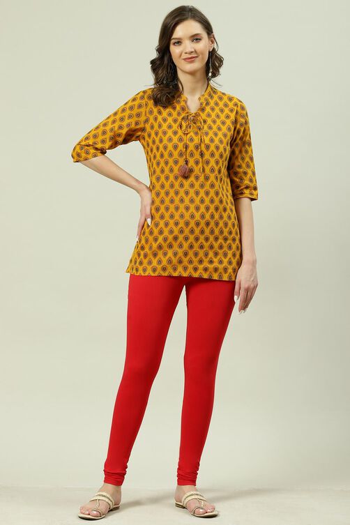 Red Cotton Blend Solid Churidar image number 5