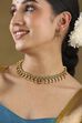 Green Gold Plated Studded Necklace Set image number 3