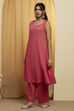 Pink Viscose Blend Floral Design Kalidar Kurta Set image number 6